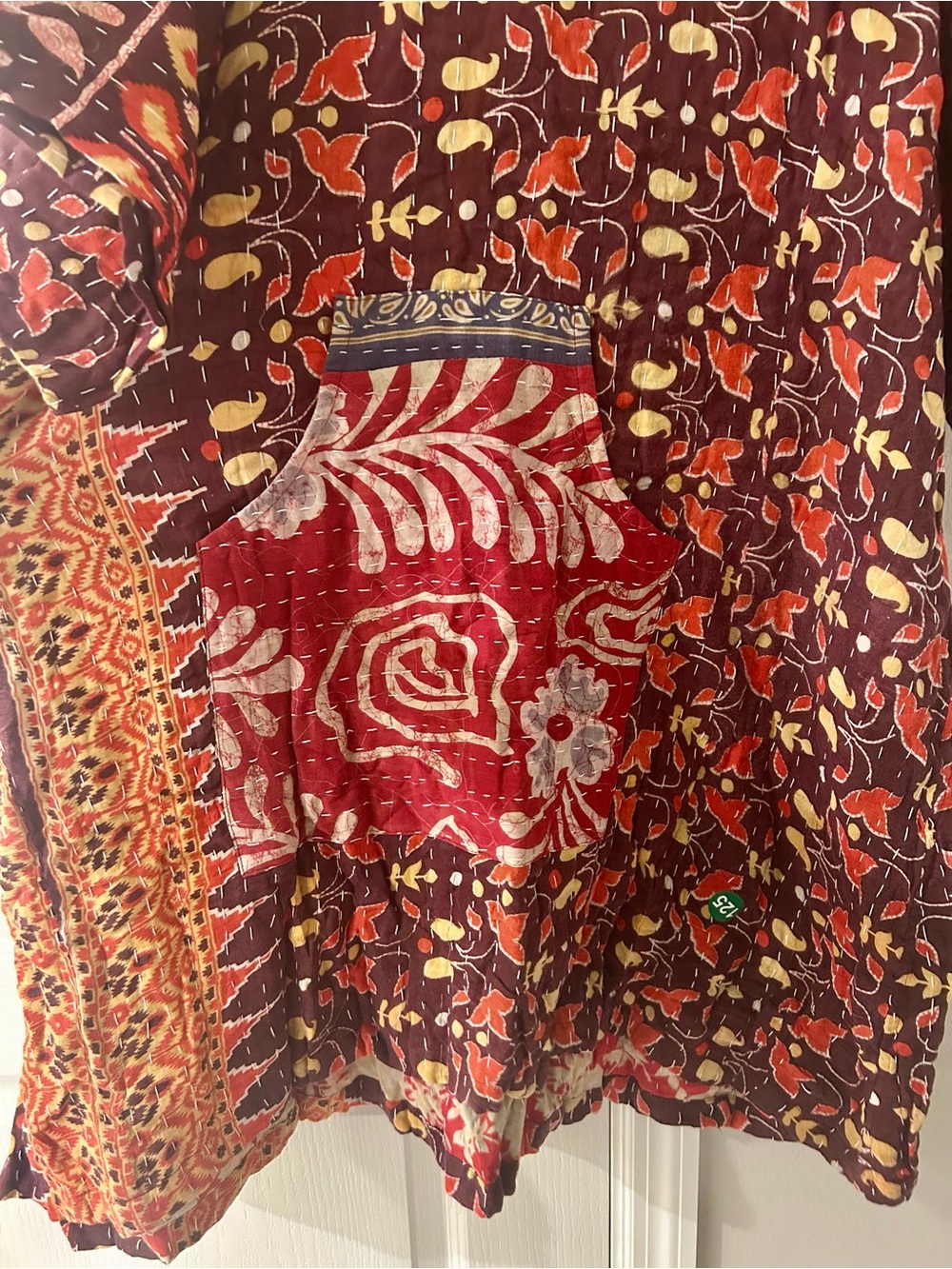 Kantha Floral Hoodie Dress-One Size - Picture 4 of 10
